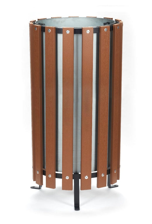 Wood Effect Circular Open Top Litter Bin - 45 and 70 Litre Available