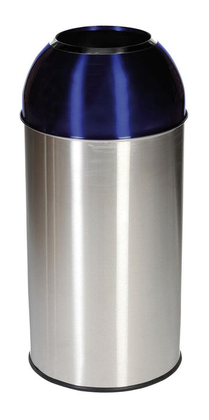 Stainless Steel Recycling Bin with Coloured Domed Lids - 40 Litre