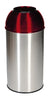 Red lid and stainless steel body with large open aperture on the top for 360 degree waste disposal