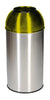 Domed top recycling bin with stainless steel body with yellow lid