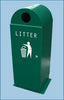 120 litre green dome top outdoor litre bin with a 150mm round aperture on the front. 