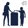 image of a drinks can bin next to a mother and child showing the size of the bin