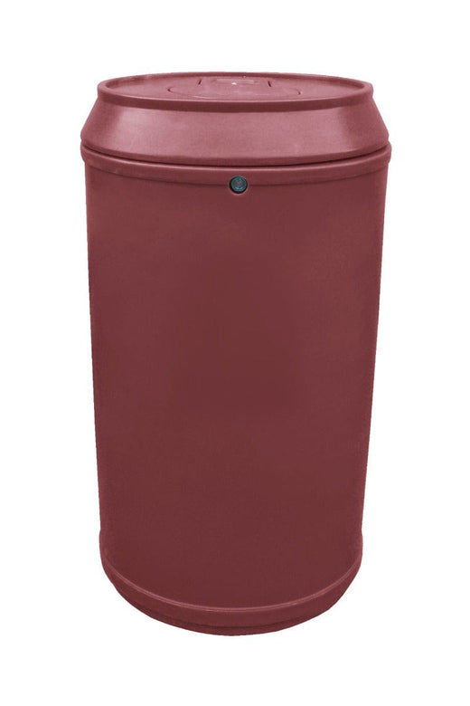 Maroon drinks can litter bin with tamperproof lock system.
