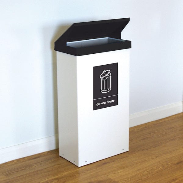 80 Litre Bin with White Body and Black Lid