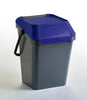 45 Litre stackable bin with handle in the locked position, complete with blue lid