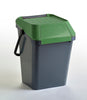 Green internal recycling bin with slightly ribbed lid for stacking, complete with carry handle