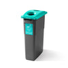 Ecoslim with aqua holed lid for glass recycling, complete with graphic to the front of the bin