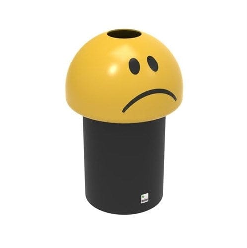 Sad Yellow Emoji Bin with a large throw-in top aperture.