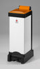 25 litre all plastic hospital sackholder in white with orange lid and black base