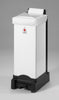 All plastic 25 litre plastic sackholder with a white lid and body and black base