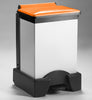 All plastic 45 litre plastic sackholder with an orange lid and white body