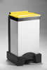 All plastic 65 litre plastic sackholder with a yellow lid and white body