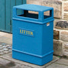 Weather resistant Slim Outdoor Litter Bin in a textured blue finish and a 'LITTER' moulded plate.