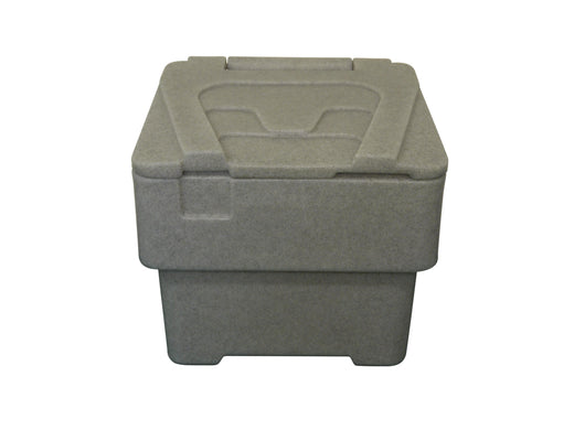Grey grit bin with closed lid and 60 litre capacity
