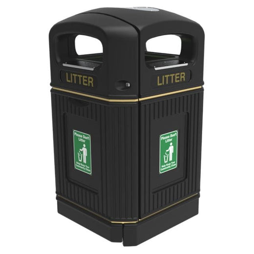 XL Heritage Outdoor Litter Bin with 240L capacity and a 4-way opening for easy waste disposal.