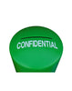 Hooded top lid with confidential text and paper slot in green