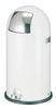 White domed top litter bin from Wesco, featuring a stainless steel flap and easy operated foot pedal