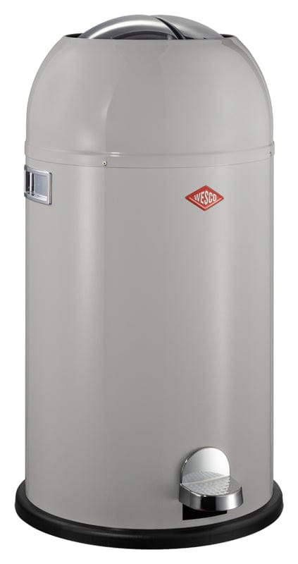 Wesco branded 33 litre pedal bin finished in cool grey with protective base