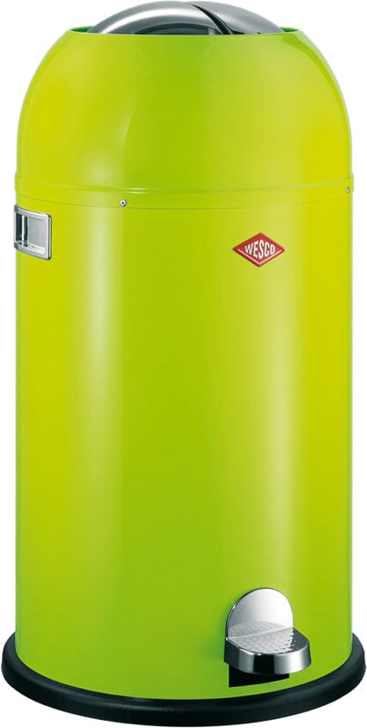 Lime Wesco pedal bin with black protective base, complete with chrome pedal