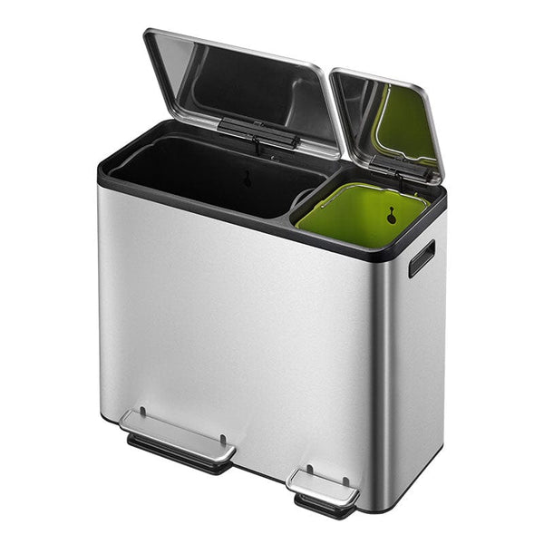 Stainless steel pedal bin 45 litres over 2 compartments
