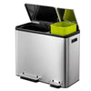 Stainless steel Pedal bin 30 litre + 15 litre recycling