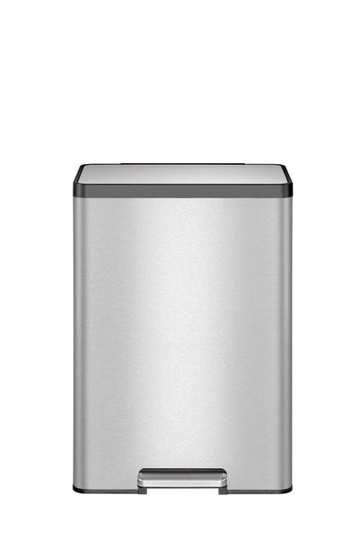 EcoCasa II Recycling Bin with Stainless steel finish, foot pedal operation.