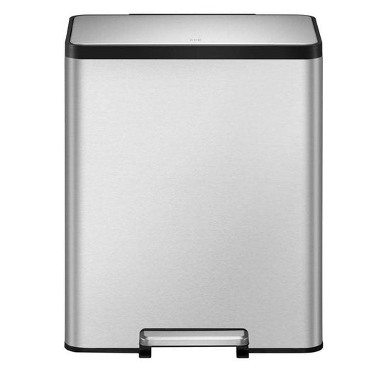 EcoCasa II Recycling Bin with brushed steel finish. Modern bin design for home or workplace.