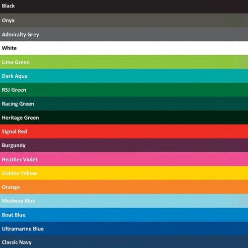 Colour chart showing 18 colour options