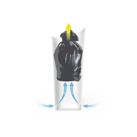 Illustration of the removal of trash bag inside the mini recycling bin. 