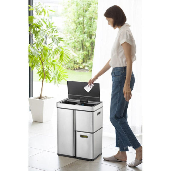 Mirage Stack 3 Compartment Sensor Bin - 60 Litre