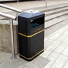 Black Powder-Coated Slimline Bin with silver top fitted ashtray.