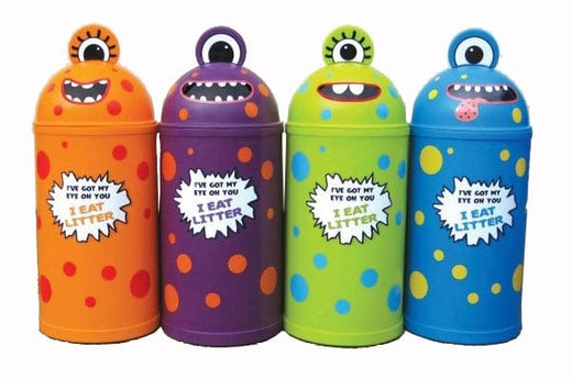 Litter bins in a variety of monster shaped lids and character stickers. In 42 & 52 litre sizes.
