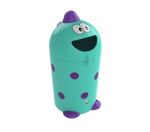 Mikey Fun Monster Buddy Bin in Aqua with clever mouth throw in aperture.