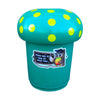Mushroom-shaped, freestanding litter bin in blue with lids that can be twisted off.