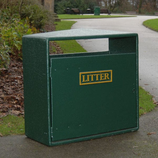 Large aperture Never Rust Litter Bin set outdoors.