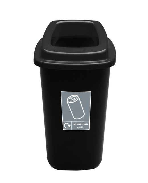 45 litre Durable Black Open Top Recycling Bin with Aluminum Can Label