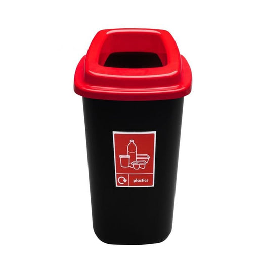 45 Litre Recycling Bin with a red open top lid labeled for plastic waste.