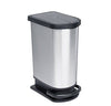 All plastic internal pedal bin, metal effect body with black lid and base