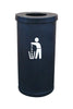 70 Litre Popular Cylindrical Bin in Black. All with circular open top lift off lid.