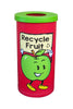 Fruit recycling bin with open top lid, red body with green lid, novelty apple holding recycle fruit sign