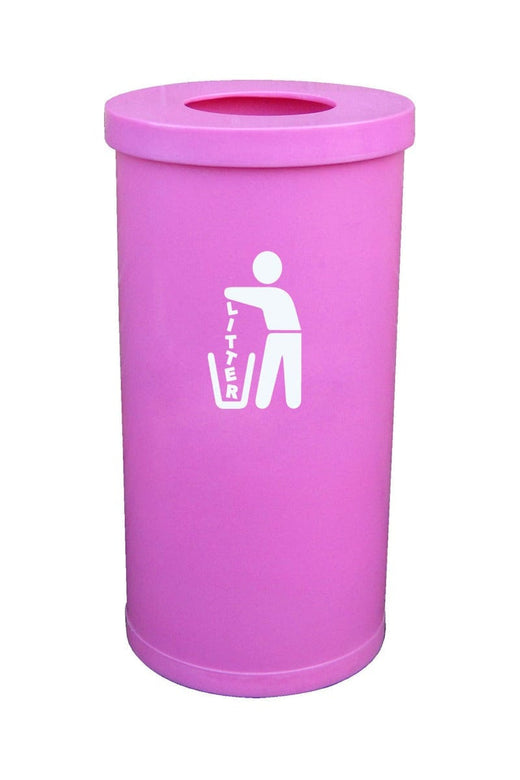 70 Litre Popular Cylindrical Bin in Pink. All with galvanized steel inner liner.