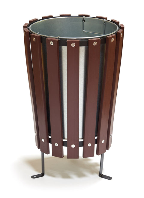 Wood Effect Conical Open Top Park Litter Bin - 40 Litre