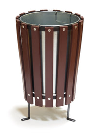 Wood Effect Conical Open Top Park Litter Bin - 40 Litre