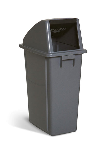 Freestanding slimlimne recycling with bin domed lid and push flap in the open position