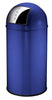 Blue powder coated steel indoor litterbin.  Stainless steel push flap bin with protective base 