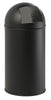 Black domed top litter bin with protective rim around the base
