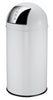 White powder coated steel litter bin with protective rim around the base and stainless steel push flap 