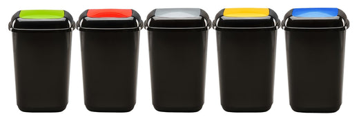 Set of 5 internal recycling bins, black bases with coloured in available in lime, red, silver, yellow and blue