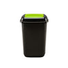Black 28 litre internal recycling bin, black body with green flip top lid