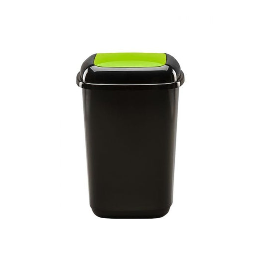 12 litre internal recycling bin with tapered black body and lime green flip lid